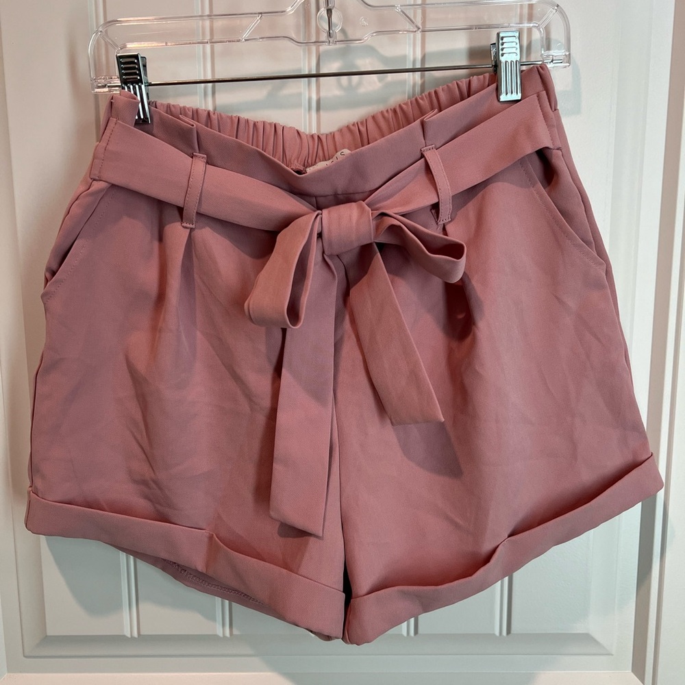 Pink belted shorts size large